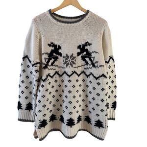 525 America Fair Isle Skier Crewneck Sweater Cream Navy Blue L